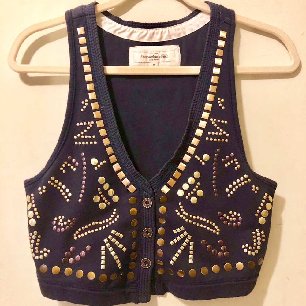 Studded navy vest